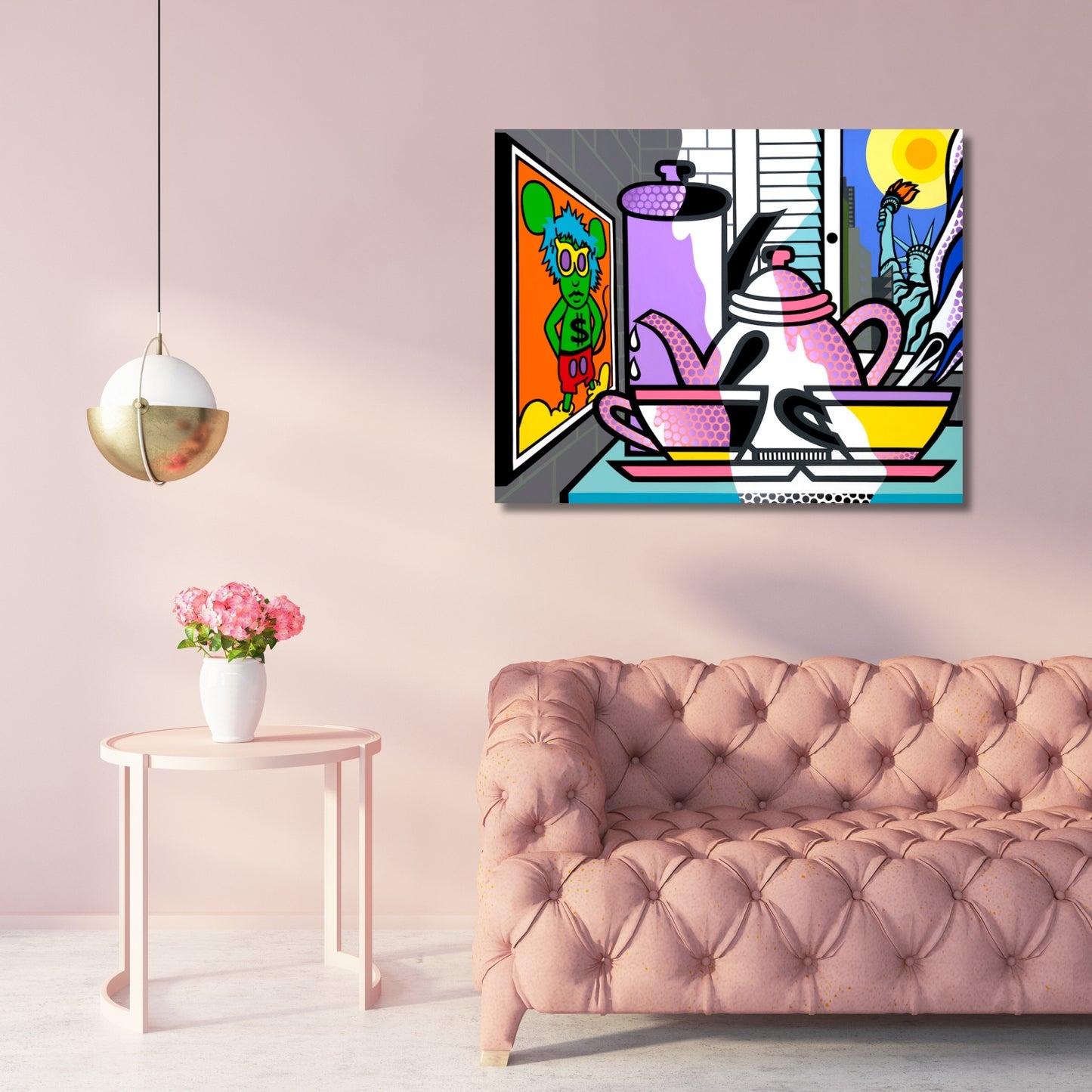 New York Backyard, Acrylic Painting, Stretched Canvas, Art by Jozza 60" x 48"
