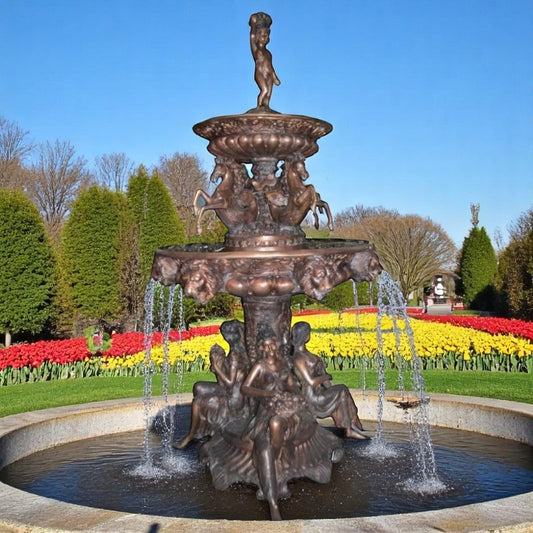 Nine feet tall Bronze, Tiered Outdoor pond Fountain - 59"x 59"