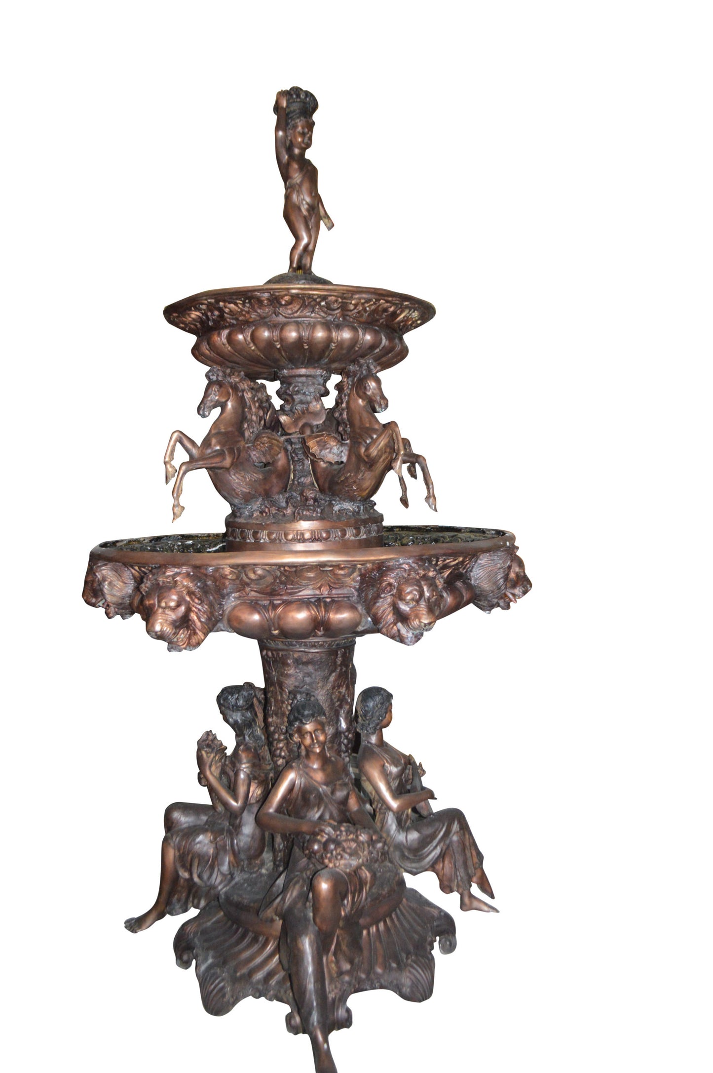 Nine feet tall Bronze, Tiered Outdoor pond Fountain - 59"x 59"