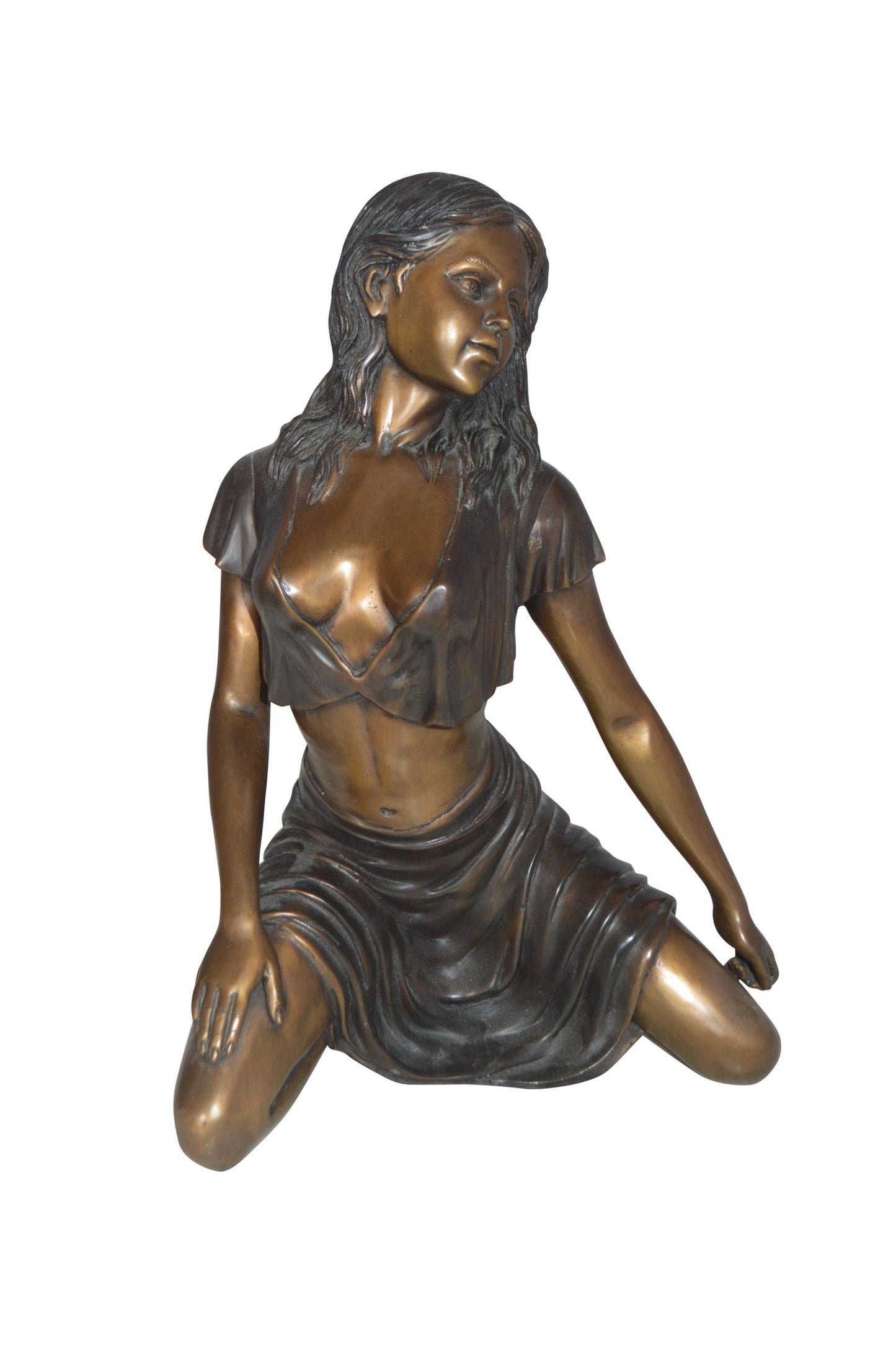 Nude girl Bronze Statue - Size: 8"L x 11"W x 14"H.