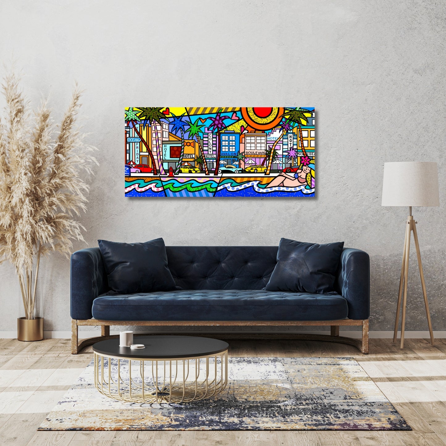 Ocean Drive, Acrylic Painting, Stretched Canvas, Wall Art by Jozza 50" x 23"