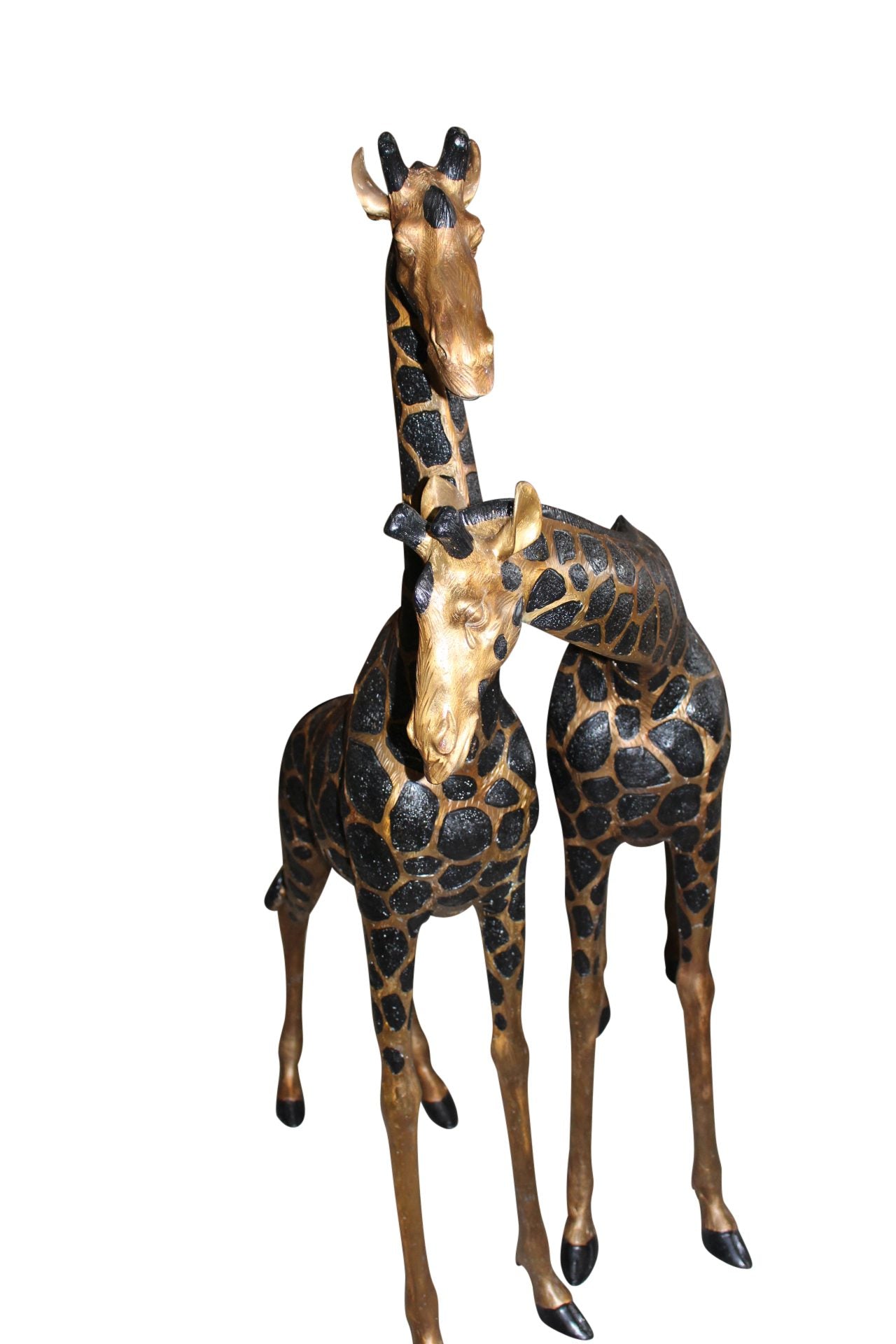 Pair of Giraffes Bronze Statues -  Size: 32"L x 12"W x 55"H.