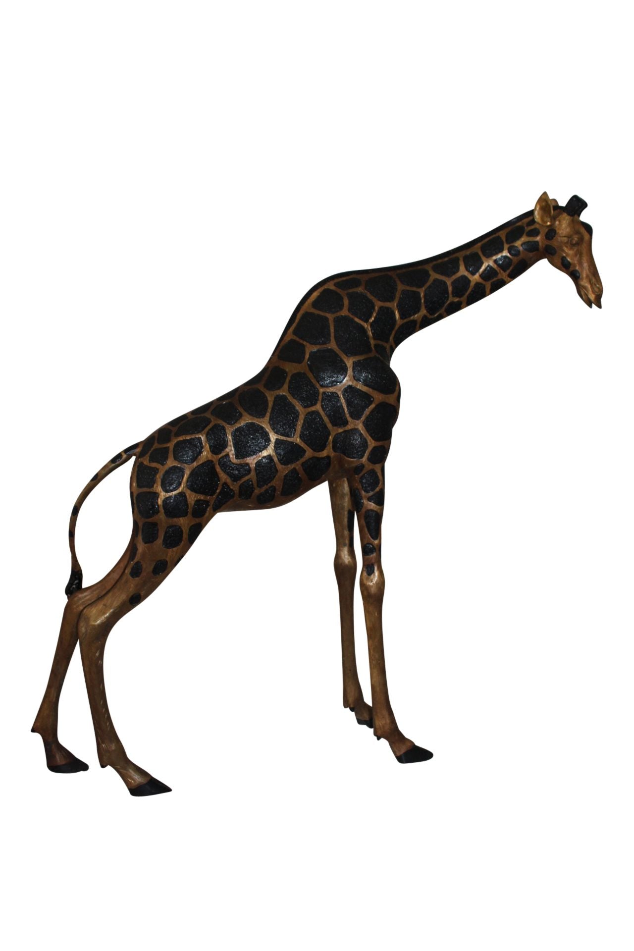 Pair of Giraffes Bronze Statues -  Size: 32"L x 12"W x 55"H.