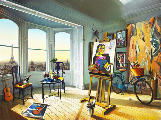 Orlando Quevedo Paris es una Fiesta on Unstretched Canvas - Size: 20"L x 15"W