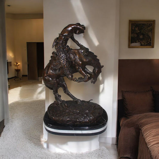 Rattlesnake By Remington Bronze Statue - 25"H