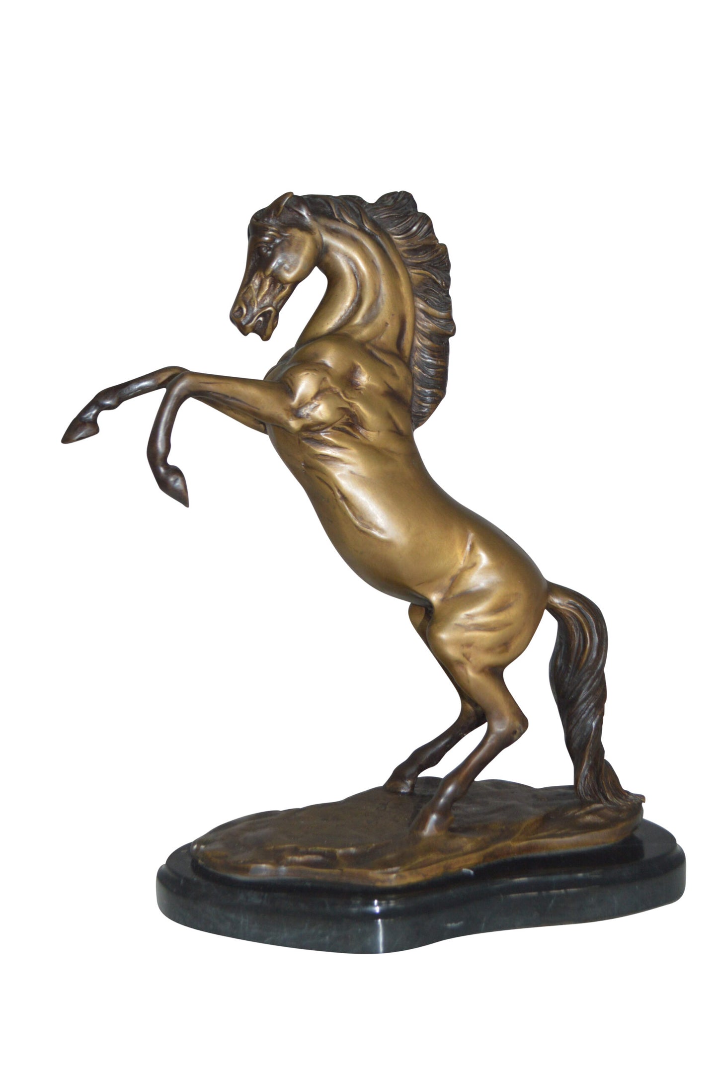 Rearing Horse - medium Bronze Statue - Size: 11"L x 6"W x 14"H.