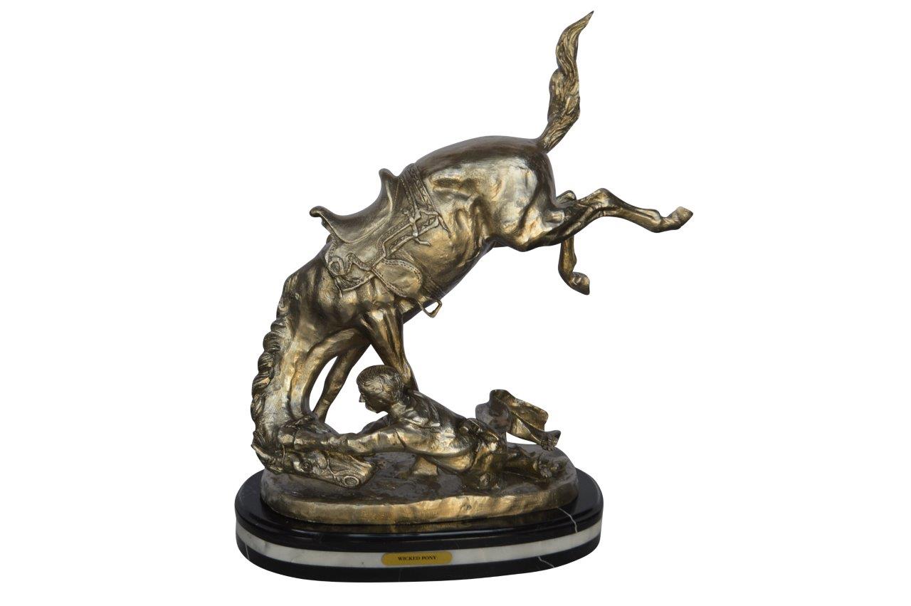 Remington Wicked Pony silver finish Bronze Statue - Size: 11"L x 22"W x 26"H.