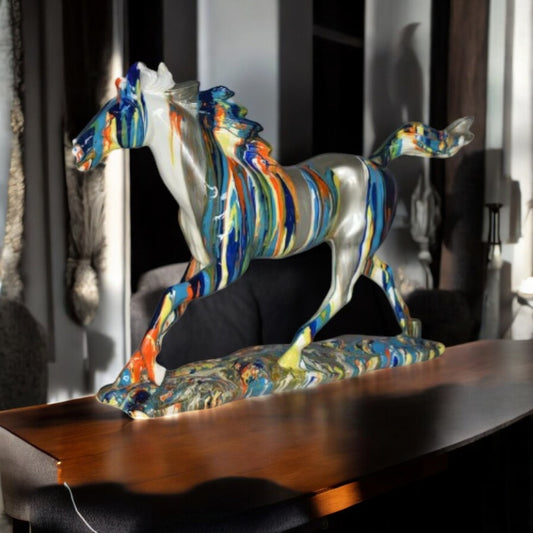 Running Horse Modern Art Graffiti Resin Statue Size: 20" x 5" x 14"H