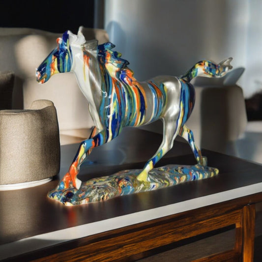Running Horse Modern Art Graffiti Resin Statue Size: 20" x 5" x 14"H