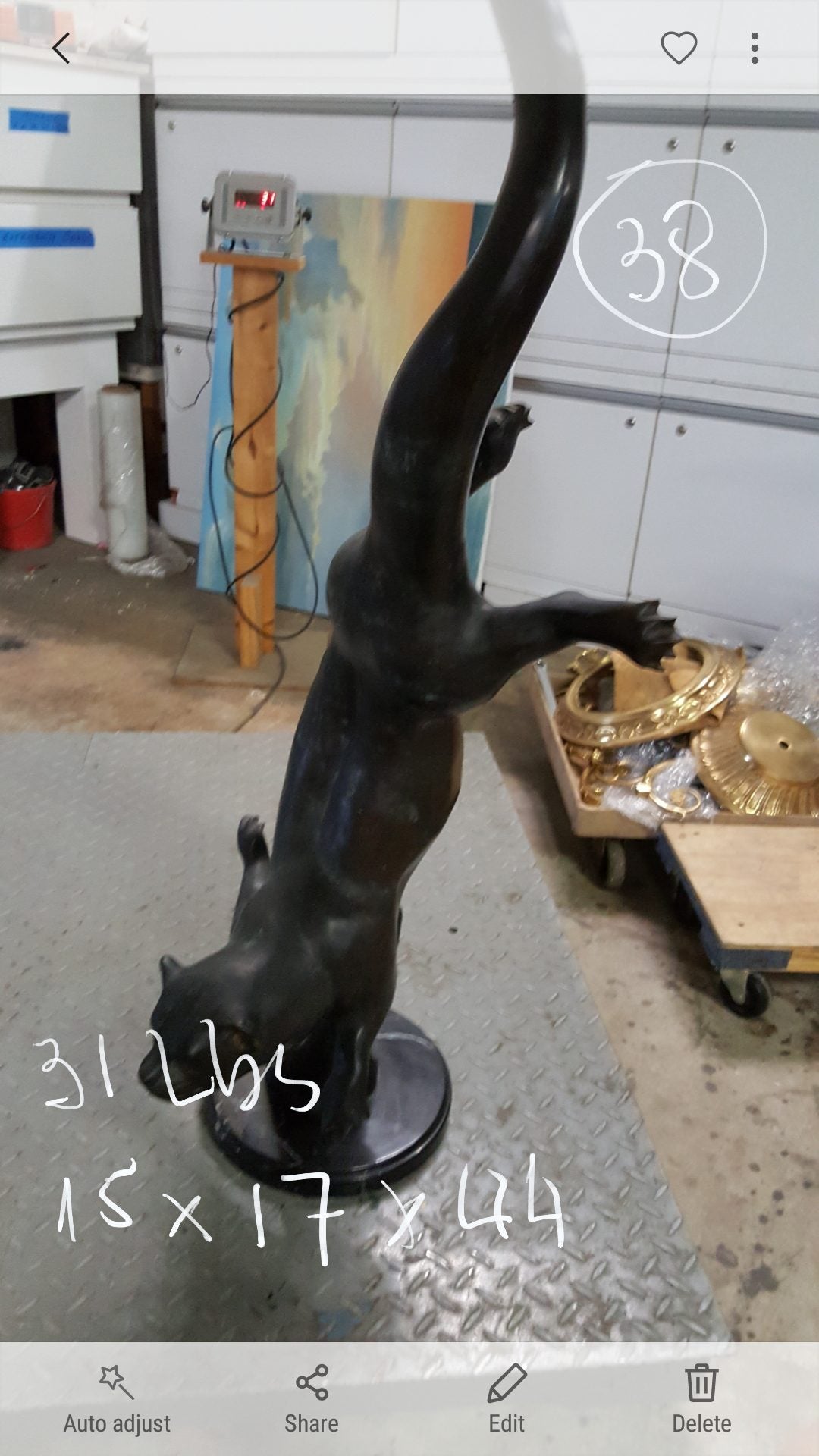 Otter Bronze Statue - Size: 15"L x 17"W x 44"H.