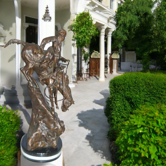 Mountain Man by Remington Bronze Statue - Size: 11"L x 11"W x 30"H.