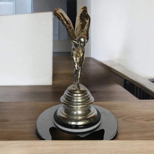 Spirit Of Ecstasy Rolls Royce Silver Bronze Statue - Size: 14"L x 14"W x 32"H.