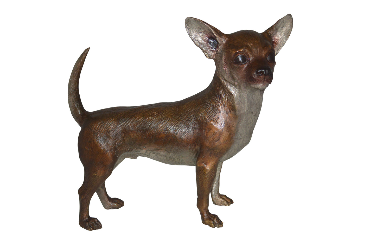 Standing Chihuahua Bronze Statue - Size: 6"L x 16"W x 14"H.