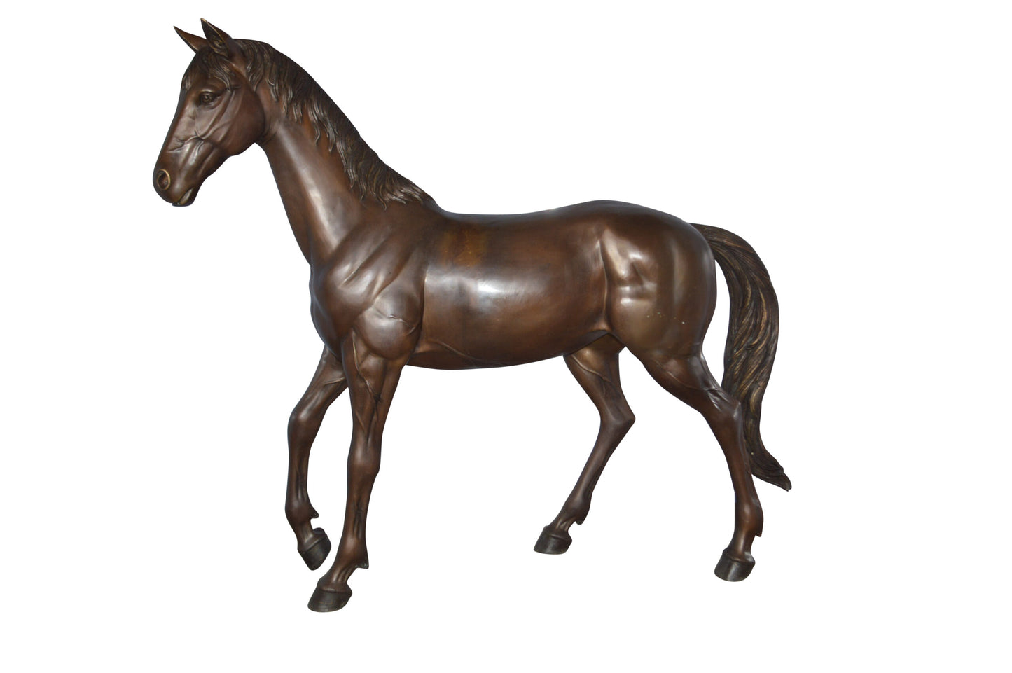 Standing horse - large Bronze Statue - Size: 58"L x 16"W x 50"H.