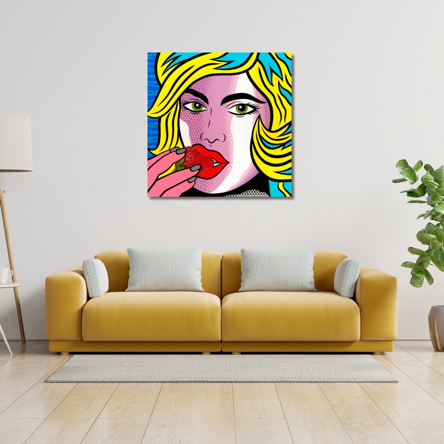 Strawberry, Acrylic Painting, Stretched Canvas, Wall Art by Jozza 40" x 40" x 1"