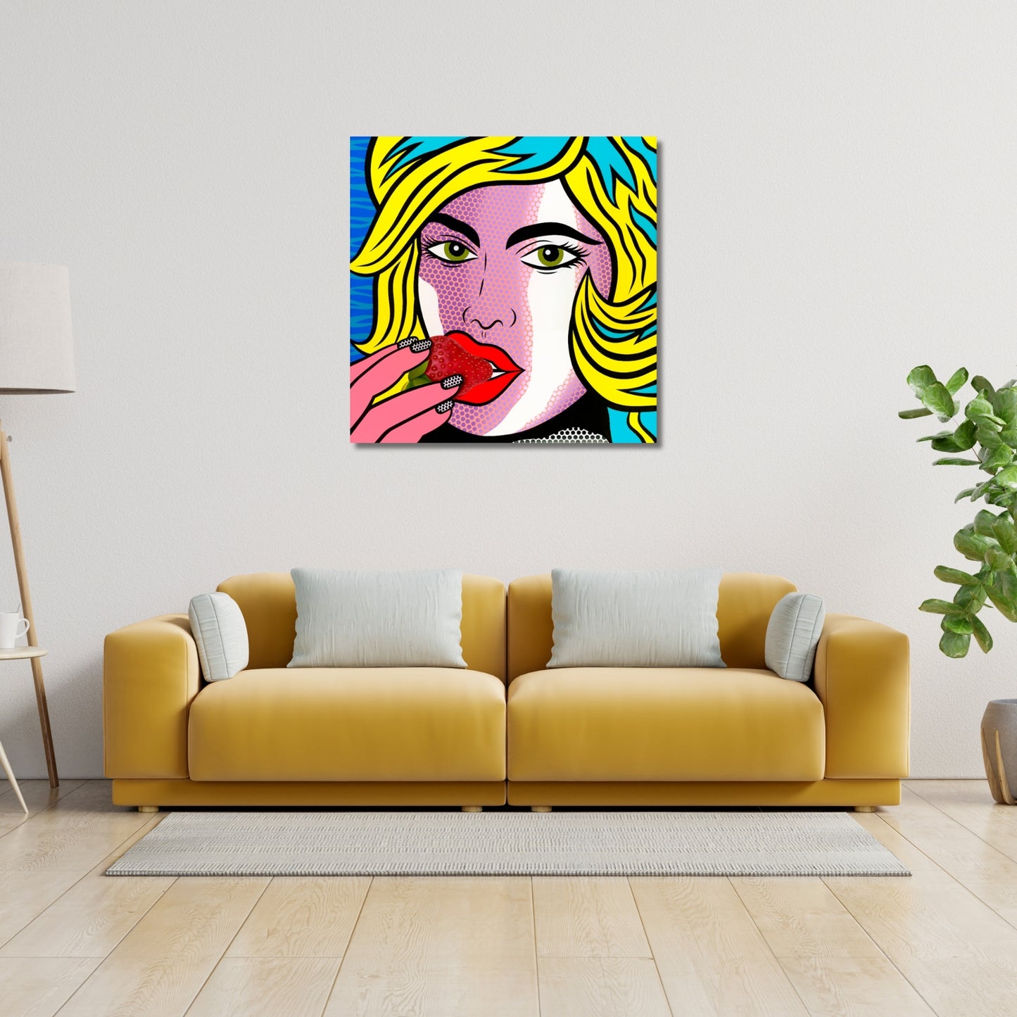Strawberry, Acrylic Painting, Stretched Canvas, Wall Art by Jozza 30" x 30" x 1"