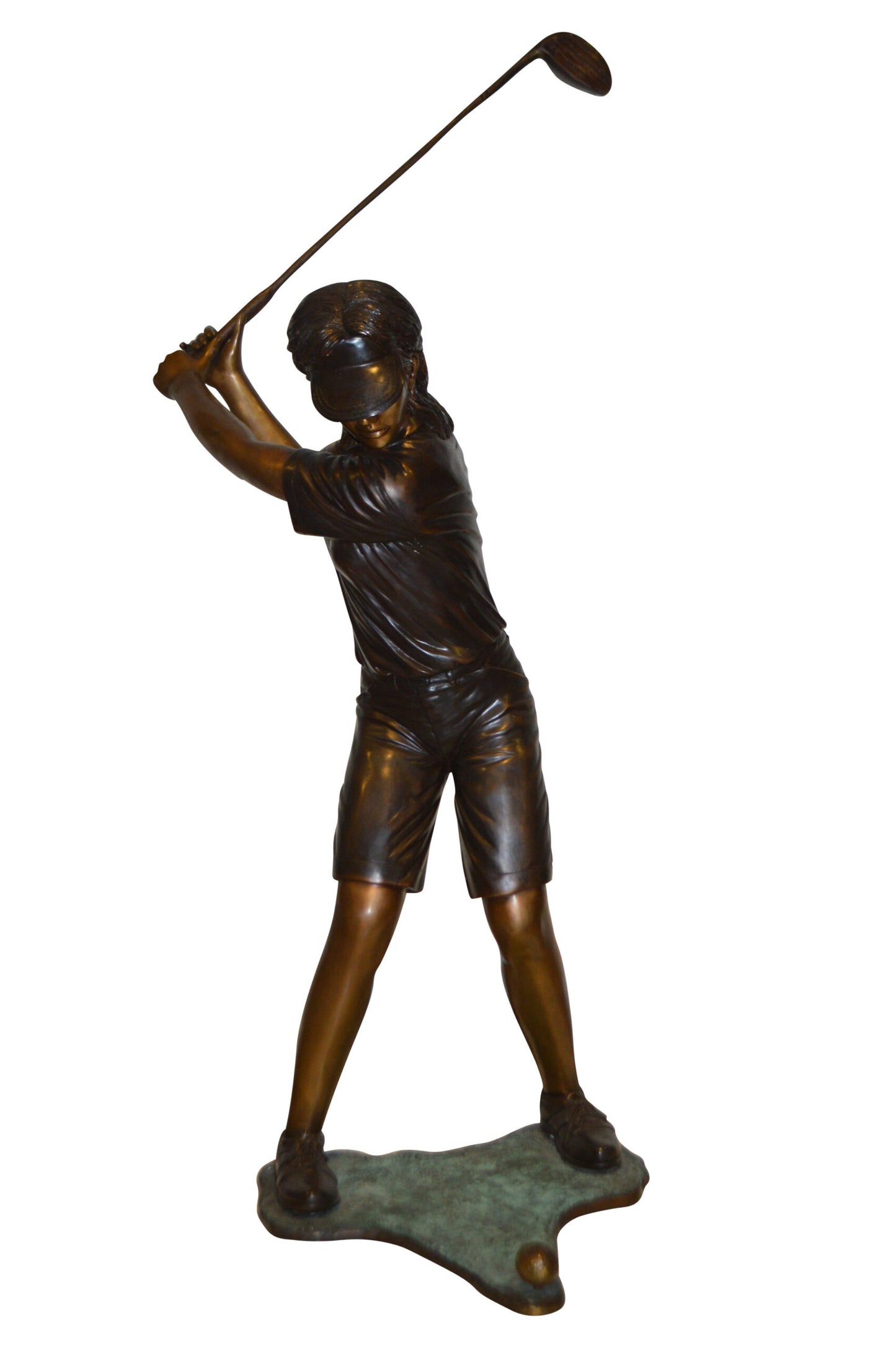 Susan Plays Golf Bronze Statue - Size: 18"L x 23"W x 47"H.