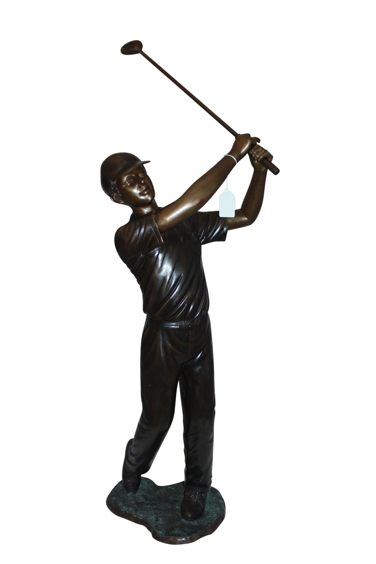 Teen boy plays golf Bronze Statue - Size: 18"L x 13"W x 57"H.