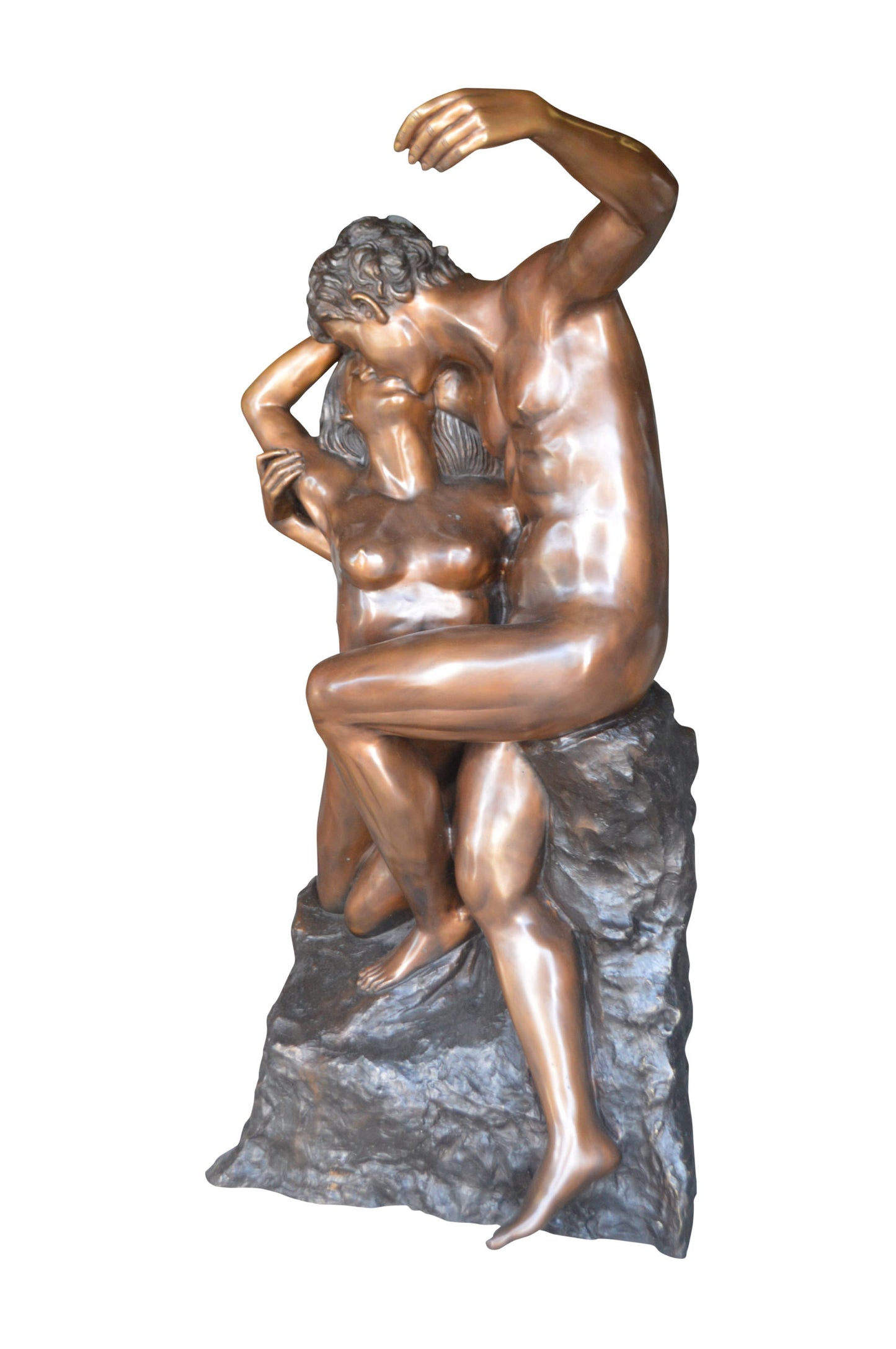 The kiss by Rodin Bronze Statue replica - Size: 36"L x 28"W x 62"H.