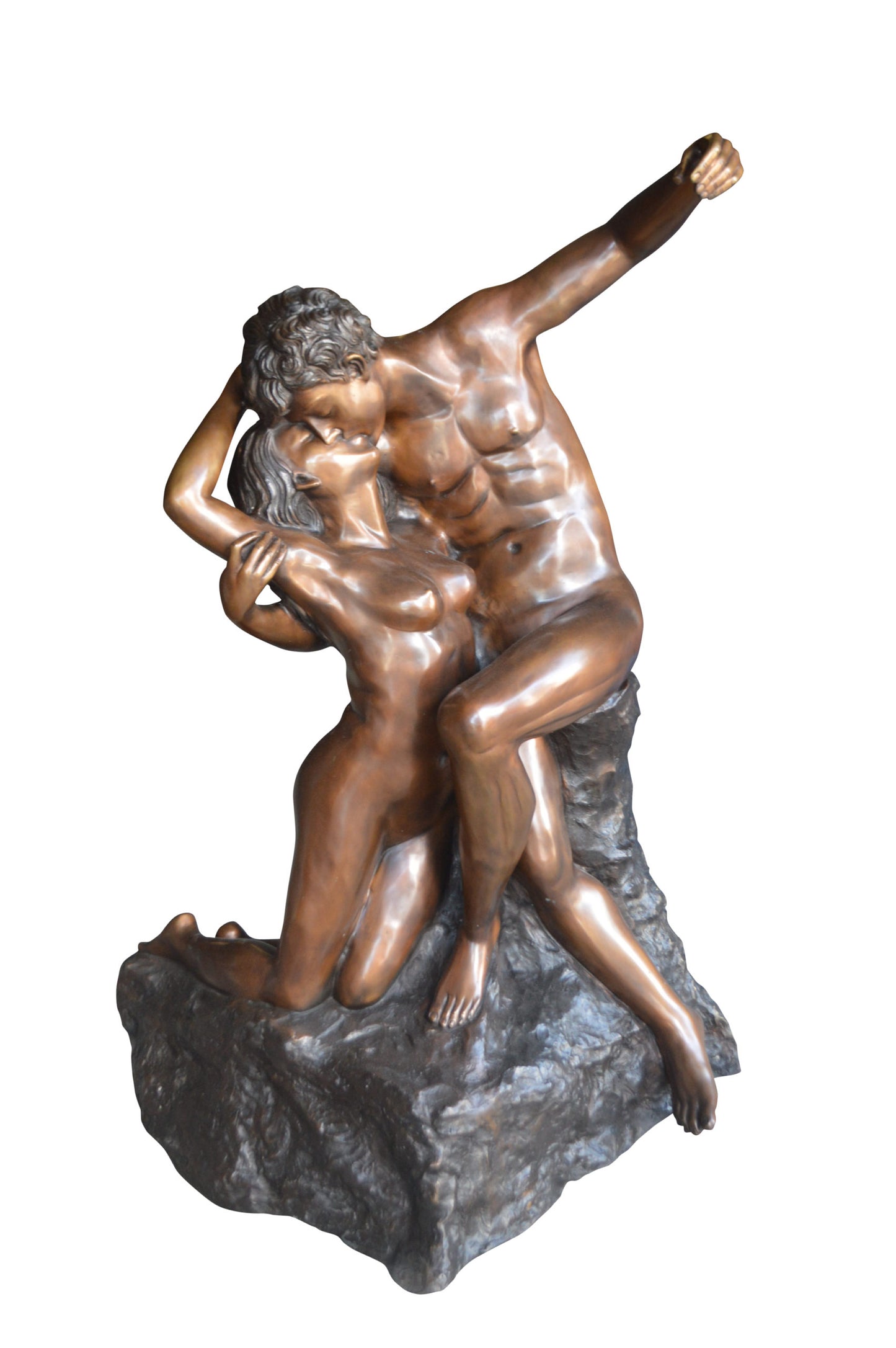 The kiss by Rodin Bronze Statue replica - Size: 36"L x 28"W x 62"H.