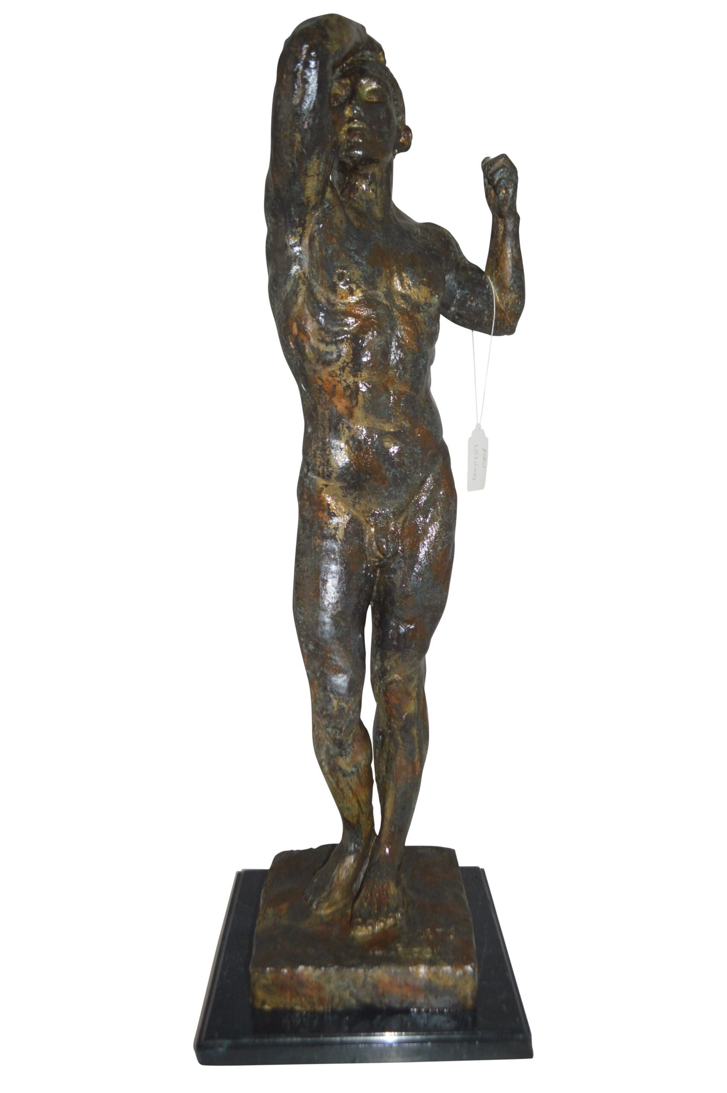 The Bronze Age Male bronze statue by Rodin replica - Size: 12"L x 12"W x 36"H.