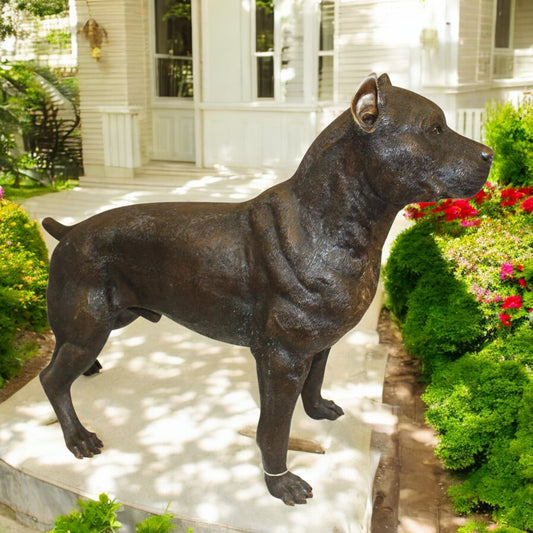 Pit Bull Dog Bronze Statue - Size: 33"L x 11"W x 26"H.