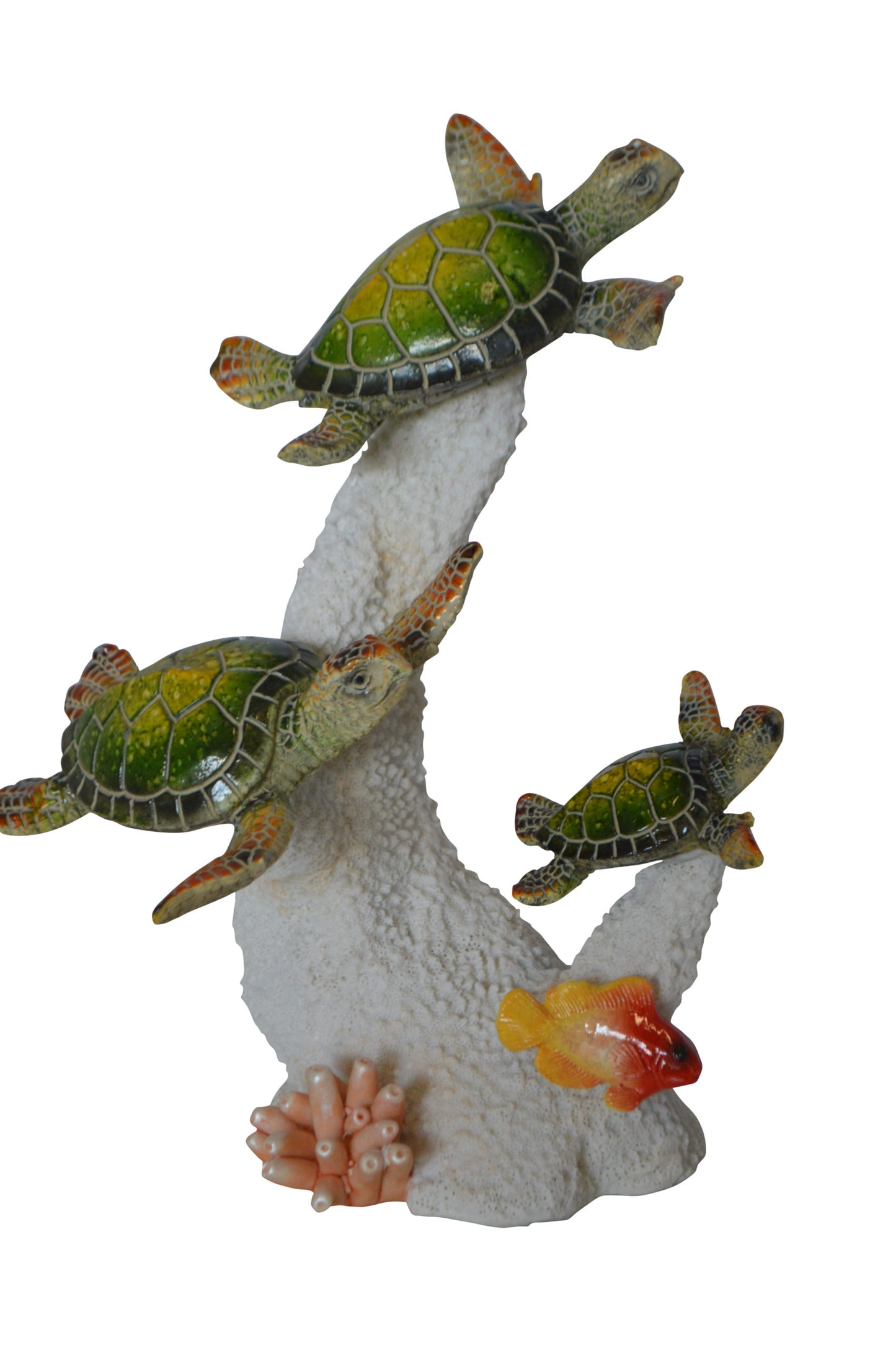 Three Turtles Swimming Resin Statue - Size: 8"L x 8"W x 10"H.