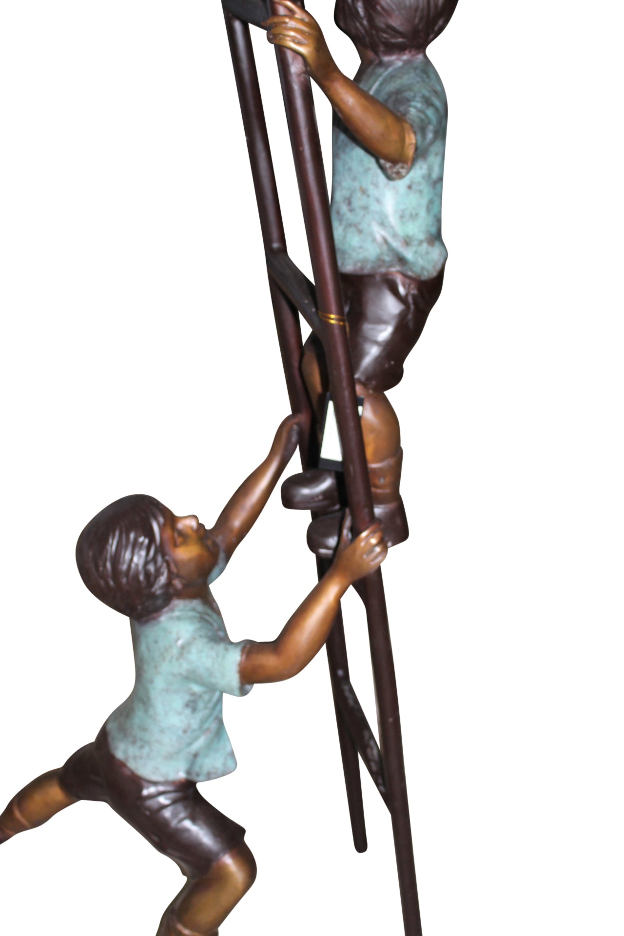 Three kids on a ladder Bronze Statue - Size: 24"L x 22"W x 94"H.