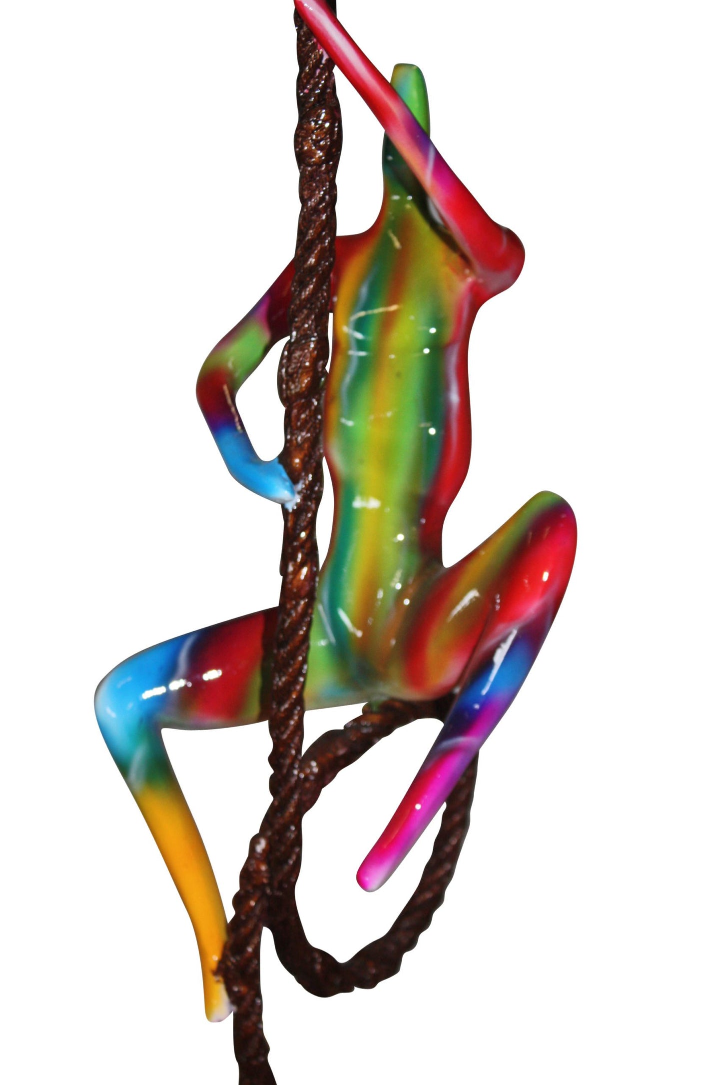 Three man made of Bronze climbing on rope - Size: 10"L x 13"W x 37"H.