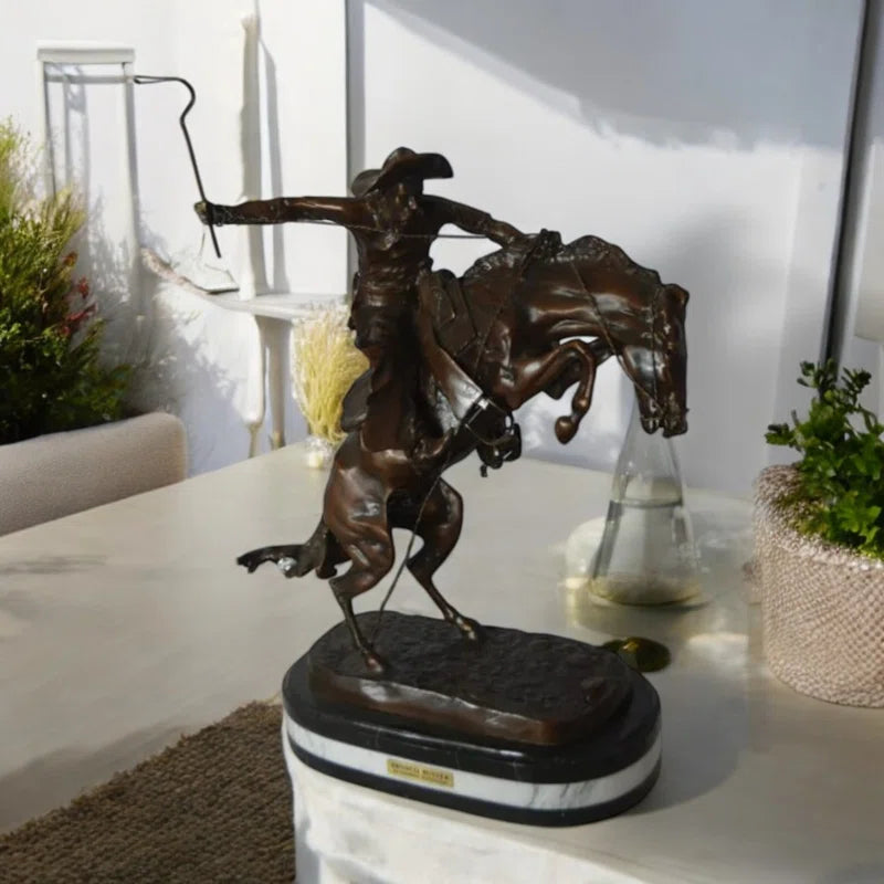 Jumbo Bronco Buster by Remington Bronze Statue - Size: 19"L x 11"W x 36"H.