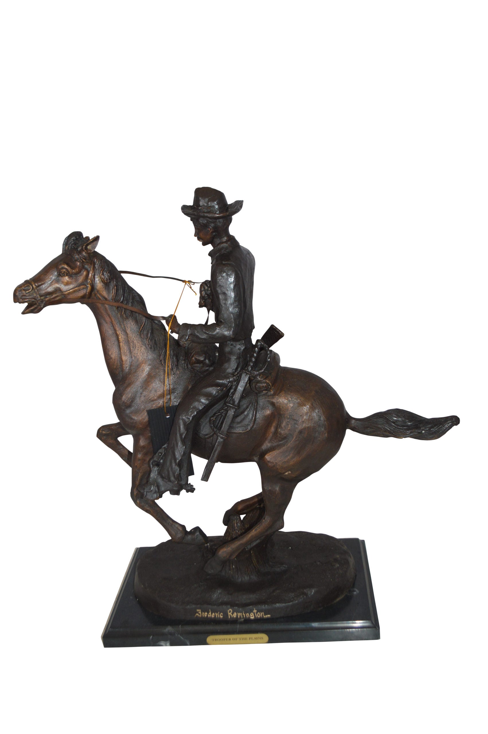 Trooper of the Plains Bronze Statue by Remington -  Size: 9"L x 22"W x 22"H.
