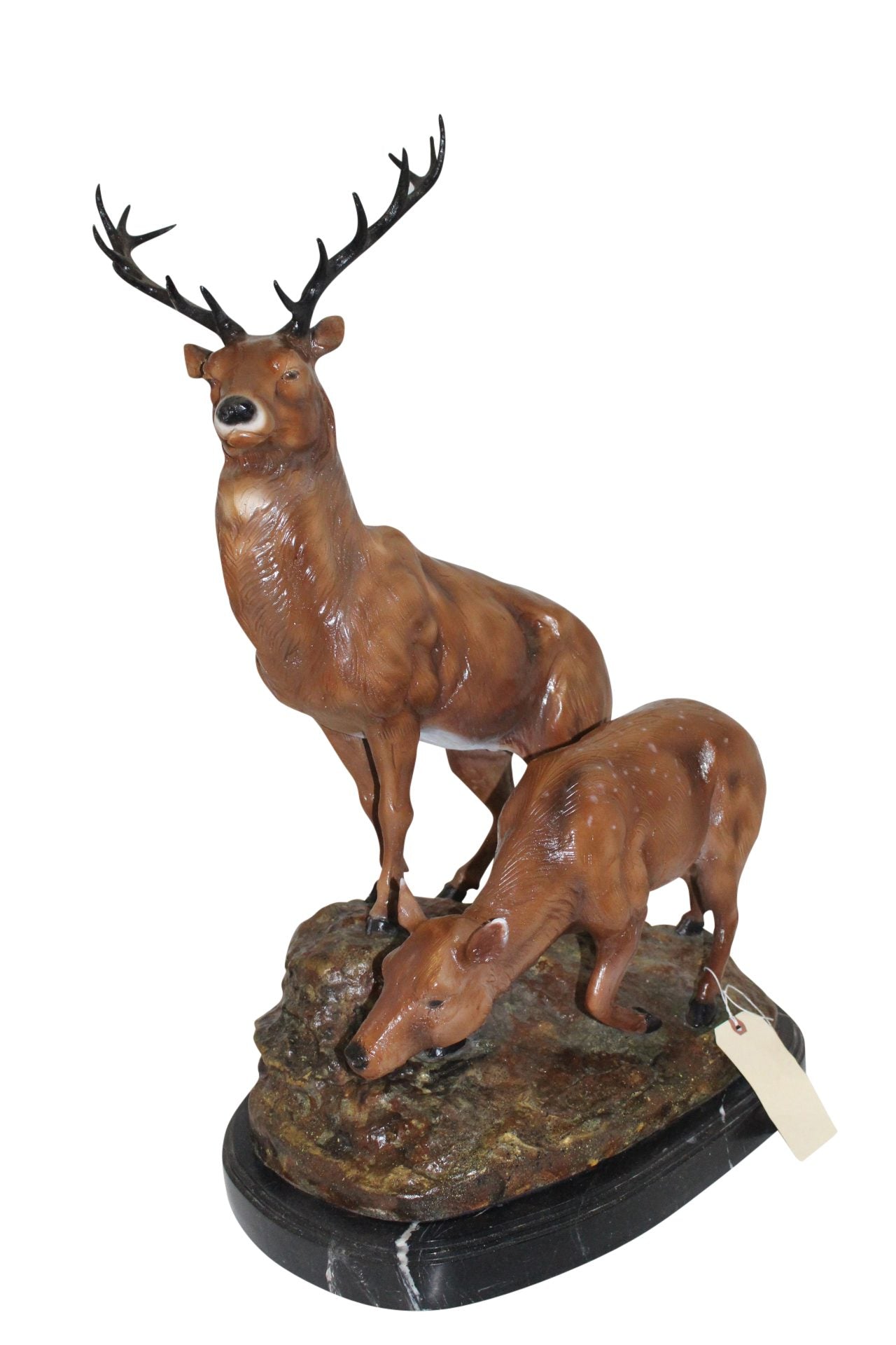 Two Deers Bronze Statue - Size: 21"L x 13"W x 32"H.
