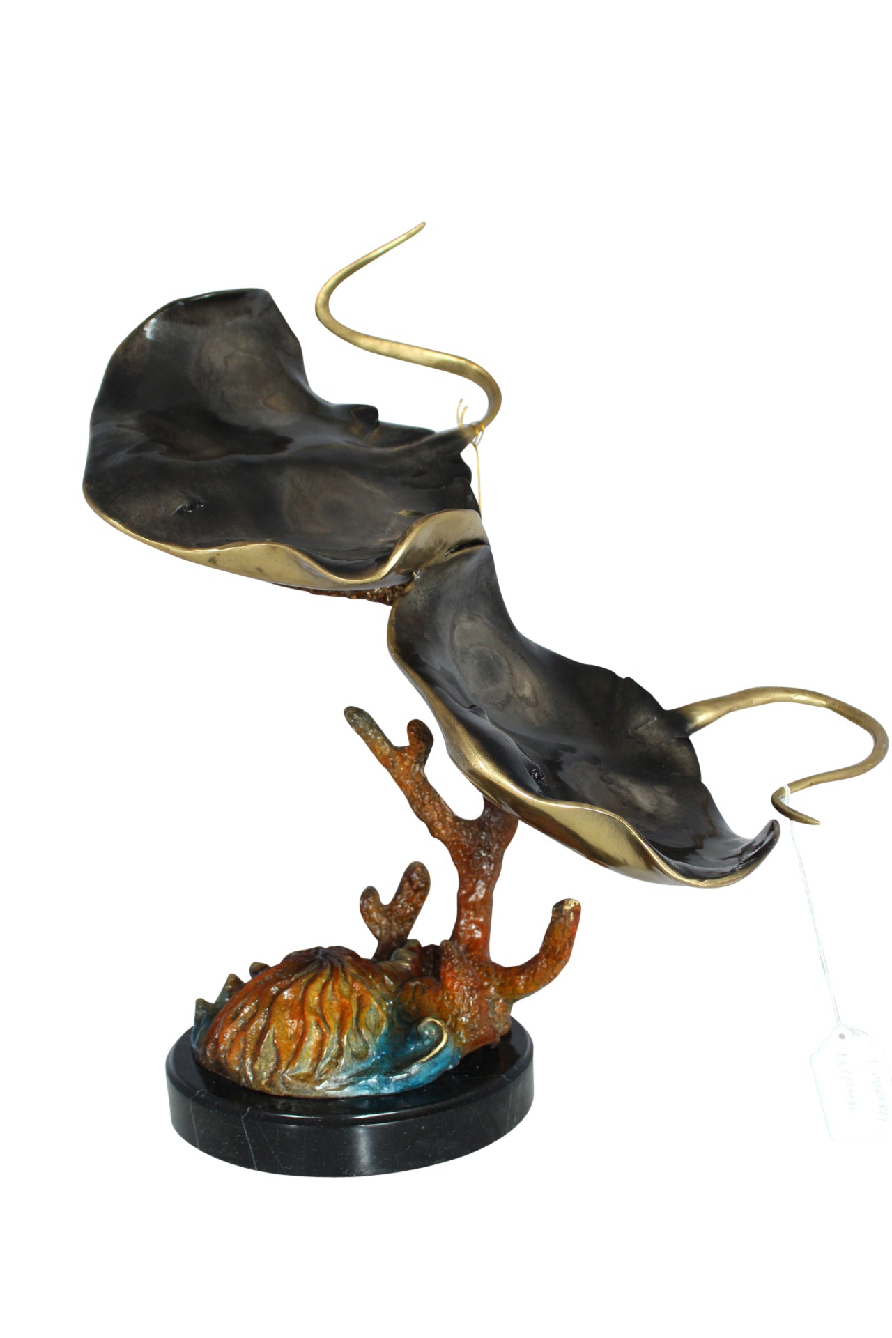 Two Manta Ray Raging Bronze Statue - Size: 17"L x 12"W x 22"H.