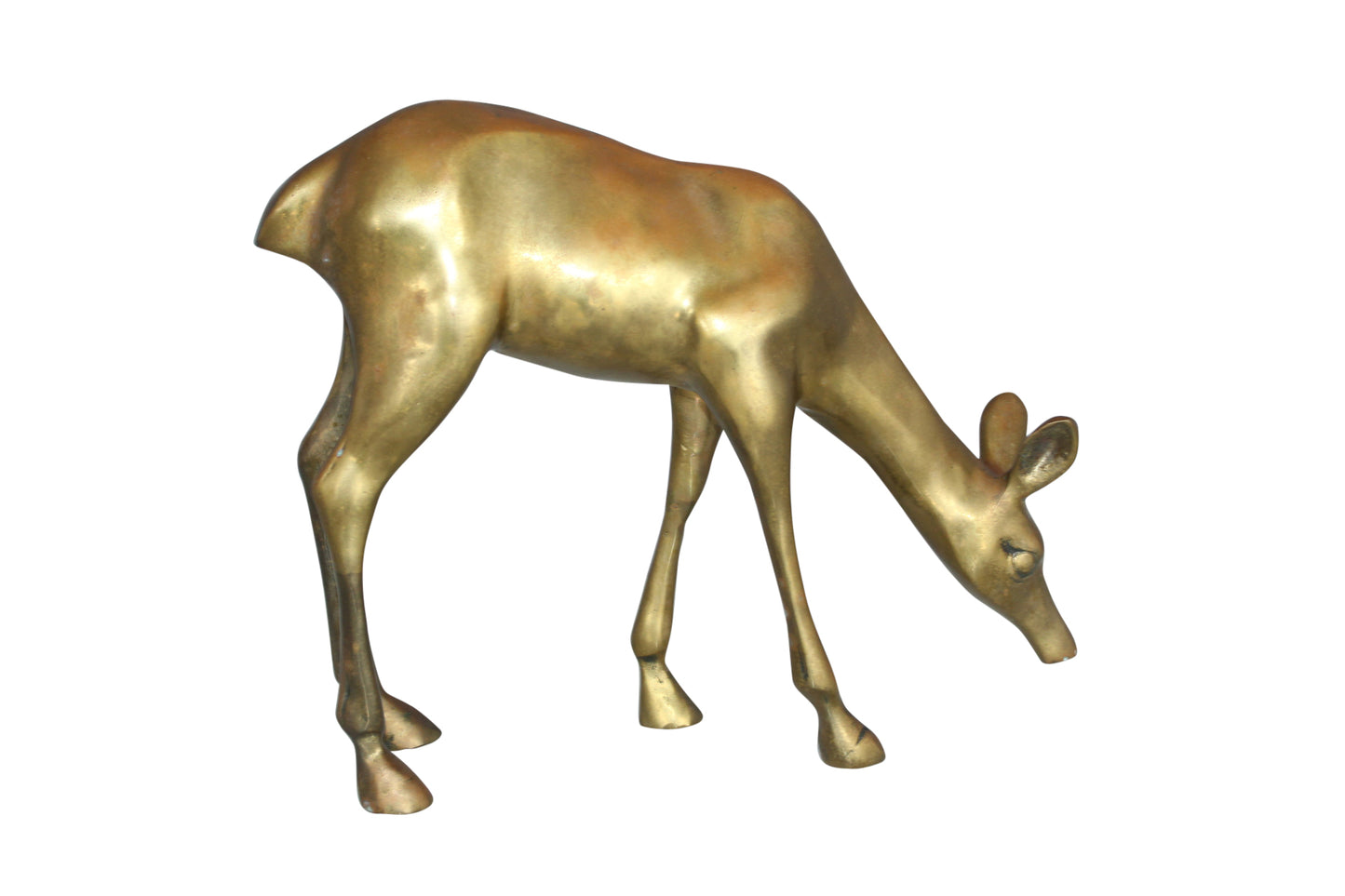Two Tone color deer bronze statue - Size: 13"L x 4"W x 11"H.