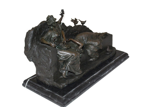 Two ladies Bronze Statue - Size: 14.5"L x 7"W x 9"H.