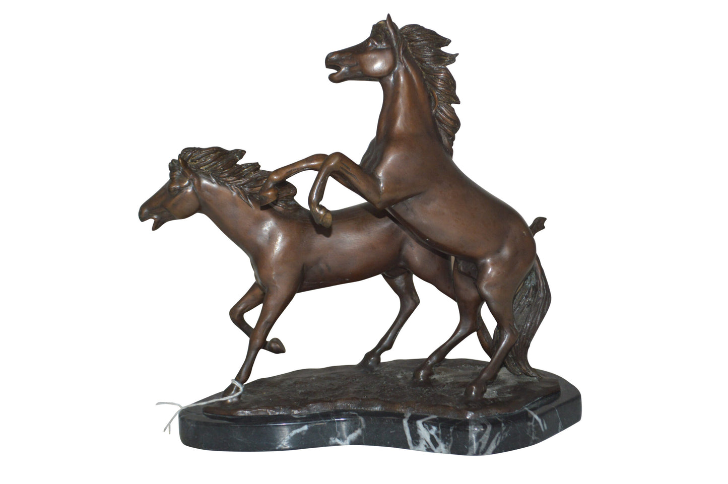 Two Horses Running Bronze Statue - Size: 11"L x 5"W x 11"H.