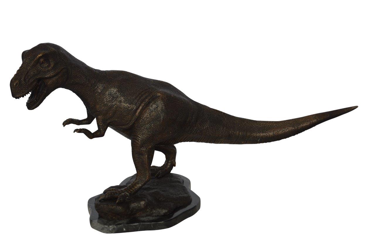 Tyrannosaurus Rex Dinosaur Bronze Statue - Size: 31"L x 12"W x 15"H.