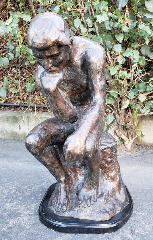 The Thinker Bronze Statue Rodin Replica - Size: 16"L x 12"W x 24"H.