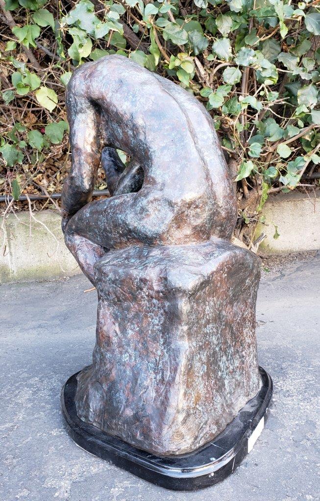 The Thinker Bronze Statue Rodin Replica - Size: 16"L x 12"W x 24"H.
