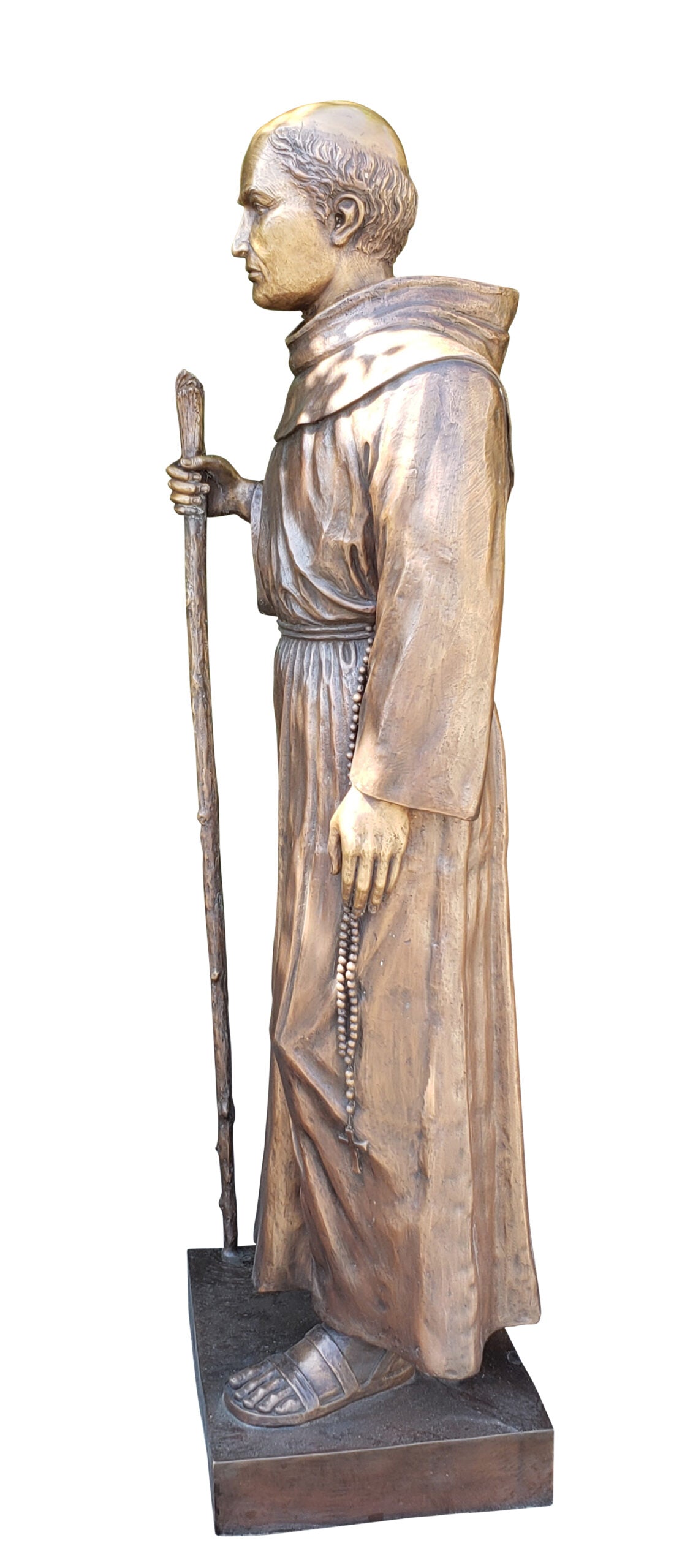 St. Serra Bronze Statue Brown Patina - Size: 22"L x 19"W x 62"H.
