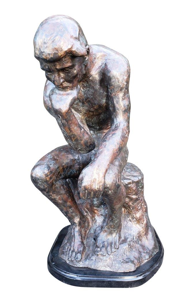 The Thinker Bronze Statue Rodin Replica - Size: 16"L x 12"W x 24"H.