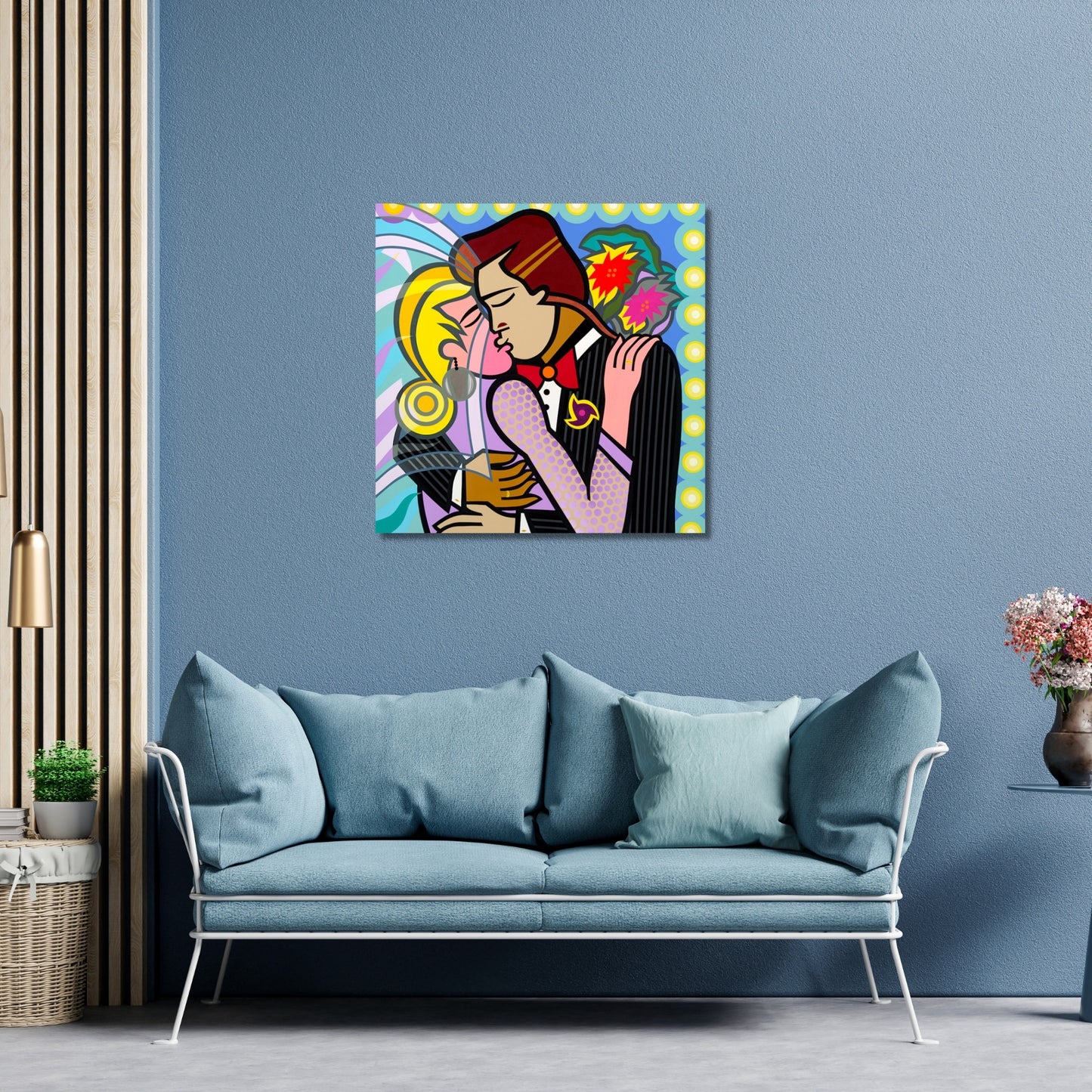 Wedding Kiss, Acrylic Painting, Stretched Canvas, Wall Art by Jozza 40" x 40"