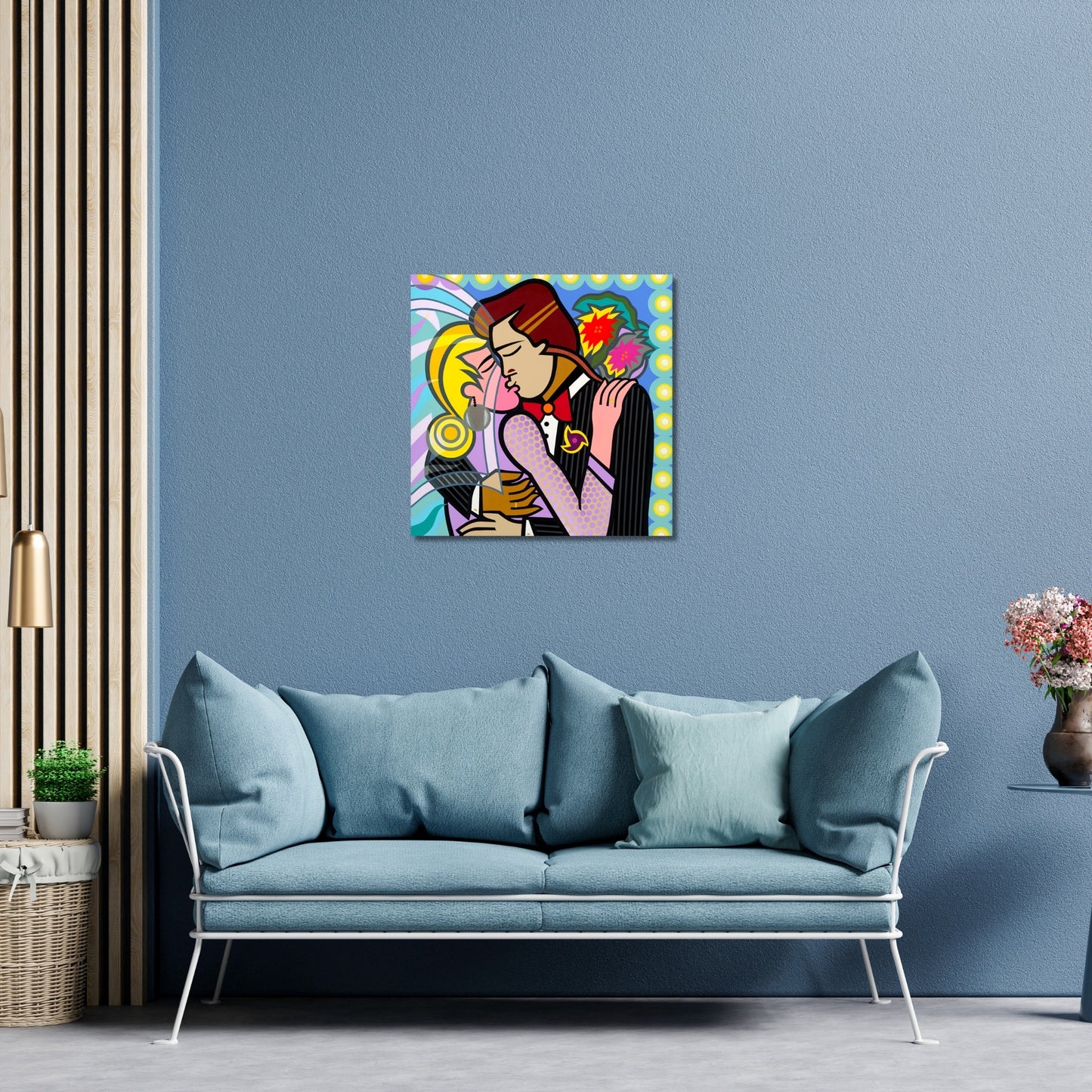 Wedding Kiss, Acrylic Painting, Stretched Canvas, Wall Art by Jozza 30" x 30"