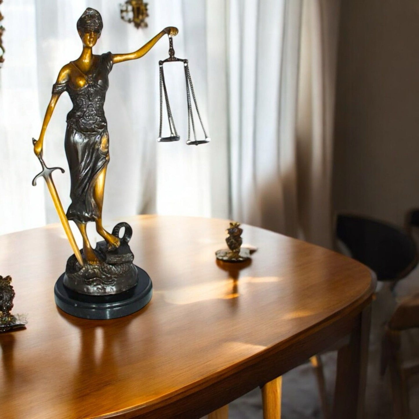 Lady Justice Bronze Statue - Size: 6"L x 6"W x 18"H.