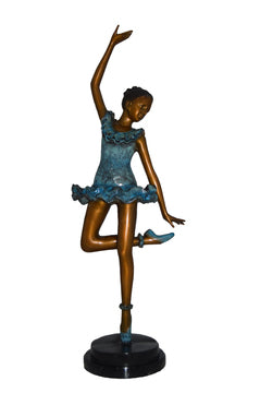 Ballerina Lifting Her Leg Bronze Statue -  Size: 20"L x 13"W x 55"H.