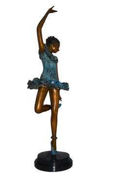 Ballerina Lifting Her Leg Bronze Statue -  Size: 20"L x 13"W x 55"H.