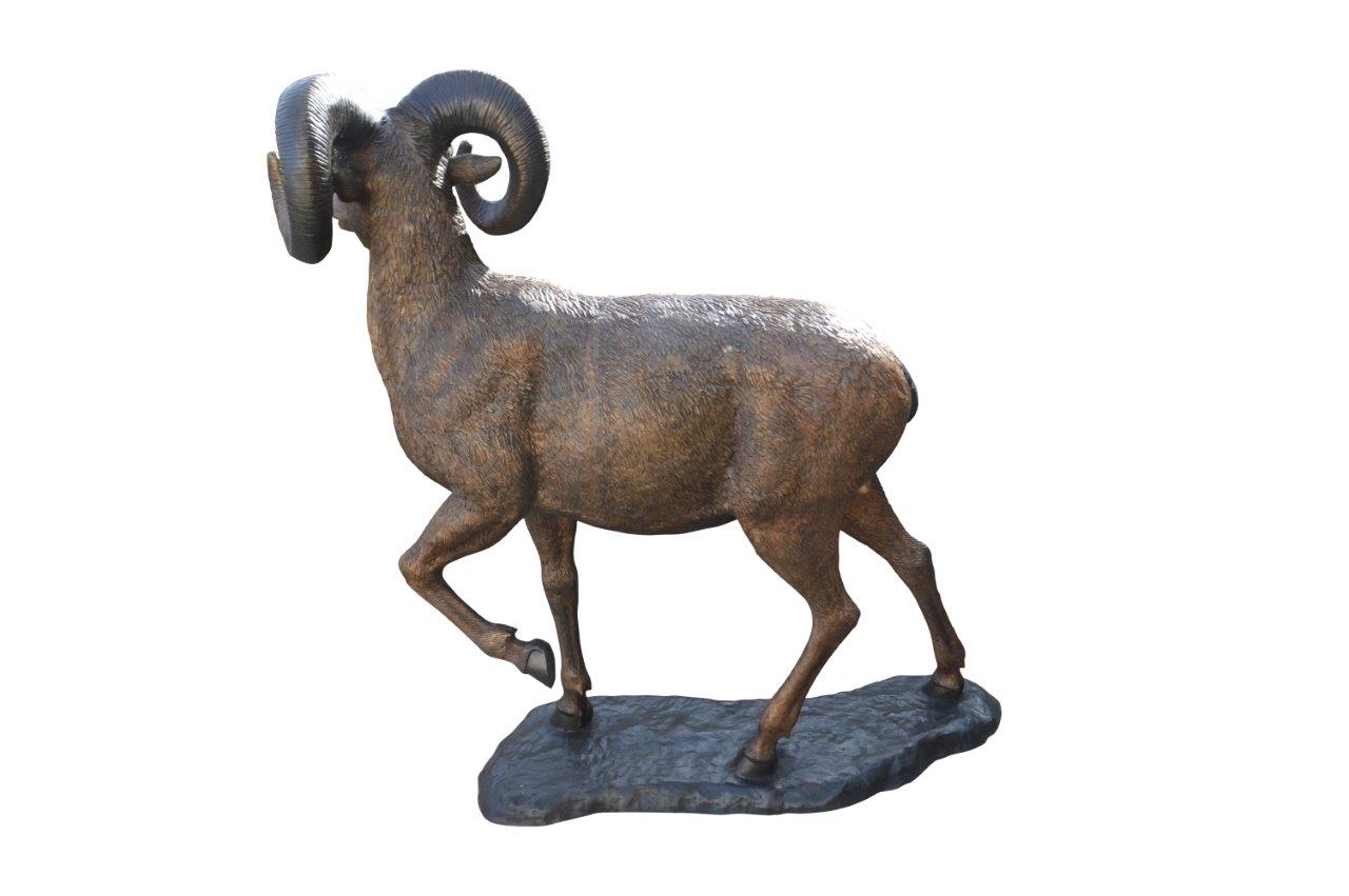 Big horn sheep giant bronze statue -  Size: 45"L x 22"W x 61"H.
