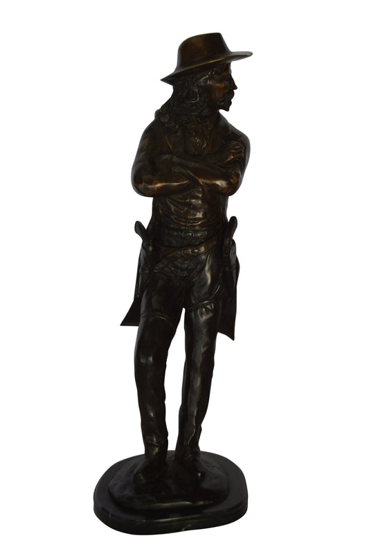 Wild Bill Hickok Bronze Statue mounted on Marble -  Size: 12"L x 12"W x 32"H.