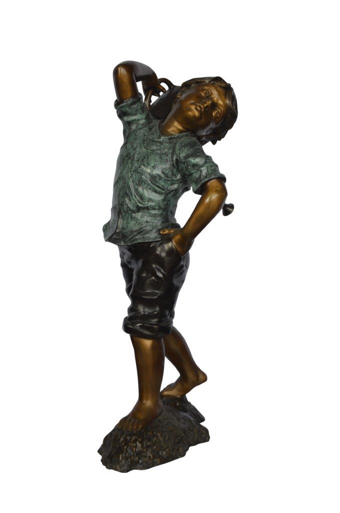 Young Boy Holding a Watering Can Bronze Fountain -  Size: 25"L x 17"W x 41"H.