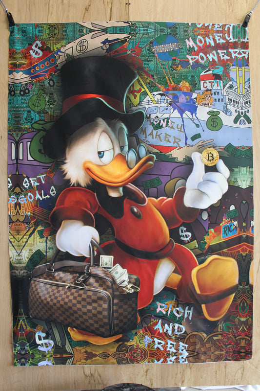 Giant Modern and Rich Donald Duck Unframed Canvas 52 x 74